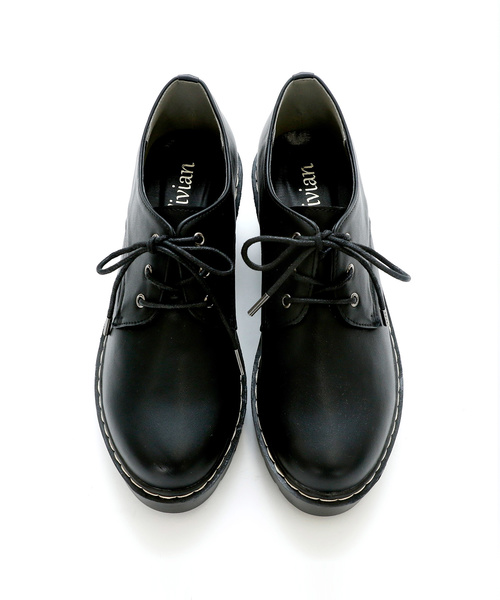 VIVIAN（ヴィヴィアン）の「タンクソールレースアップマニッシュシューズ　/　厚底マニッシュシューズ（ドレスシューズ・レディース・ブラック系その他/ブラック系その他2/ダークブラウン/ガンメタ/ワイン/ベージュ/ブラック×グリーン/D/キャメル/E・S/M/L/LL）」の15枚目の写真