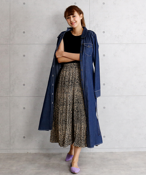 CHARM BERRY TIC（チャームベリーチック）の「ヒョウ柄消しプリーツスカート（スカート・レディース・ブラック/ブラウン/ベージュ・M/L）」の4枚目の写真