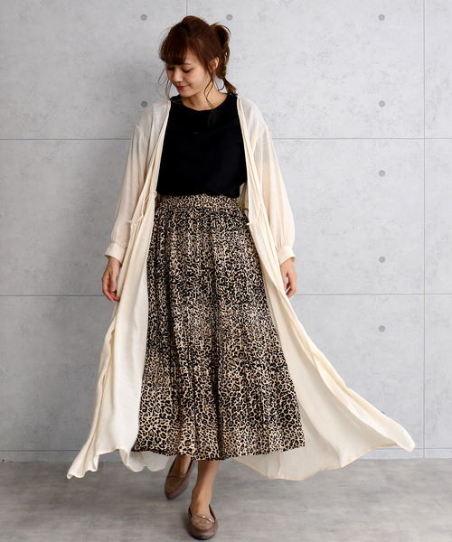 CHARM BERRY TIC（チャームベリーチック）の「ヒョウ柄消しプリーツスカート（スカート・レディース・ブラック/ブラウン/ベージュ・M/L）」の7枚目の写真
