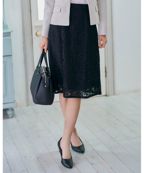 SHOO・LA・RUE(シューラルー)の「【S-3L】フラワーレースAラインスカート(スカート・レディース・ブラック/ブラック系・01/02/03/04/05)」の2枚目の写真