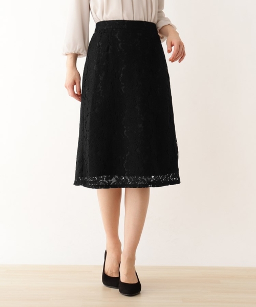 SHOO・LA・RUE(シューラルー)の「【S-3L】フラワーレースAラインスカート(スカート・レディース・ブラック/ブラック系・01/02/03/04/05)」の3枚目の写真