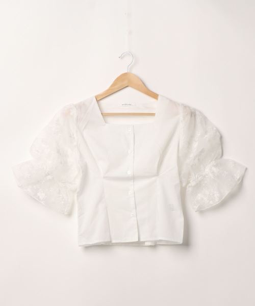 archives（アルシーヴ）の「バックリボンビスチェ＋刺繍スリーブブラウスセット（シャツ/ブラウス・レディース・モカ/ブルー/アイボリー・MEDIUM）」の5枚目の写真