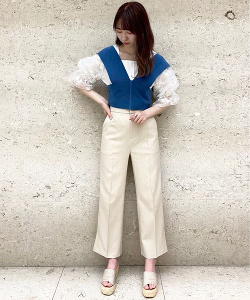 archives（アルシーヴ）の「バックリボンビスチェ＋刺繍スリーブブラウスセット（シャツ/ブラウス・レディース・モカ/ブルー/アイボリー・MEDIUM）」の8枚目の写真