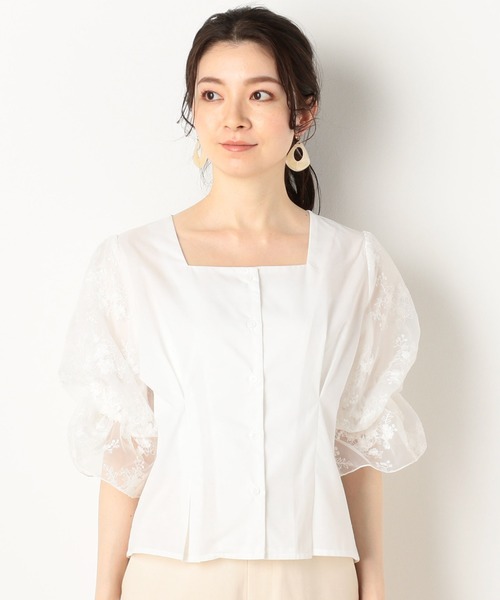 archives（アルシーヴ）の「バックリボンビスチェ＋刺繍スリーブブラウスセット（シャツ/ブラウス・レディース・モカ/ブルー/アイボリー・MEDIUM）」の17枚目の写真