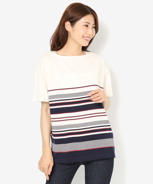 Rags mcgregor ボーダーボートネックTシャツ
