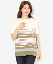 ボートネック マルチボーダーTシャツ