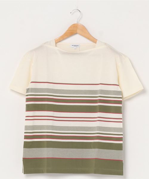 McGREGOR(マックレガー)の「ボートネック マルチボーダーTシャツ(Tシャツ/カットソー・レディース・ネイビー/カーキ/オレンジ・L/M/XXL/XL)」の7枚目の写真