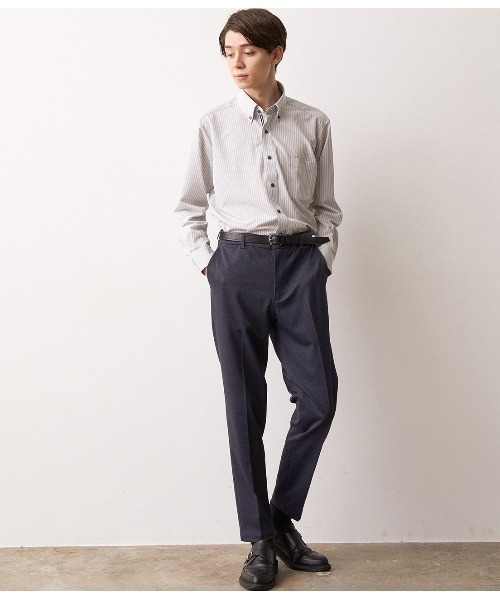 JUNRED（ジュンレッド）の「トリコットニットストライプ釦ダウンドレスシャツ（シャツ/ブラウス・メンズ・グレー・LL/M/L）」の2枚目の写真