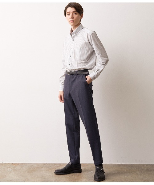 JUNRED（ジュンレッド）の「トリコットニットストライプ釦ダウンドレスシャツ（シャツ/ブラウス・メンズ・グレー・LL/M/L）」の3枚目の写真