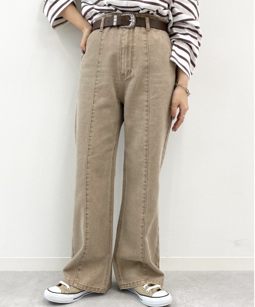 apres jour mignon（アプレジュールミニョン）の「センターシームデニムパンツ【ZOZOTOWN限定アイテム】（デニムパンツ・レディース・ベージュ/ダークブルー/ブラック・X-LARGE/MEDIUM/SMALL）」の3枚目の写真