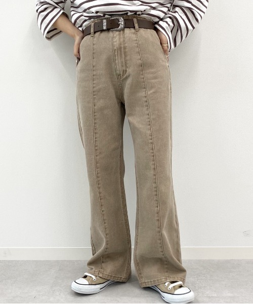 apres jour mignon（アプレジュールミニョン）の「センターシームデニムパンツ【ZOZOTOWN限定アイテム】（デニムパンツ・レディース・ベージュ/ダークブルー/ブラック・X-LARGE/MEDIUM/SMALL）」の11枚目の写真