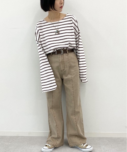 apres jour mignon（アプレジュールミニョン）の「センターシームデニムパンツ【ZOZOTOWN限定アイテム】（デニムパンツ・レディース・ベージュ/ダークブルー/ブラック・X-LARGE/MEDIUM/SMALL）」の15枚目の写真