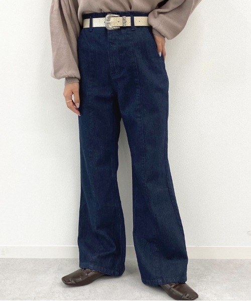 apres jour mignon（アプレジュールミニョン）の「センターシームデニムパンツ【ZOZOTOWN限定アイテム】（デニムパンツ・レディース・ベージュ/ダークブルー/ブラック・X-LARGE/MEDIUM/SMALL）」の17枚目の写真