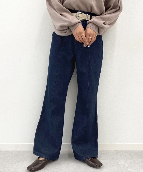 apres jour mignon（アプレジュールミニョン）の「センターシームデニムパンツ【ZOZOTOWN限定アイテム】（デニムパンツ・レディース・ベージュ/ダークブルー/ブラック・X-LARGE/MEDIUM/SMALL）」の19枚目の写真