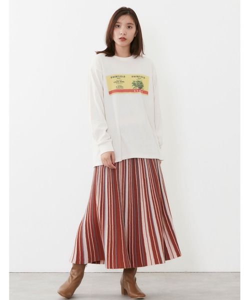 POU DOU DOU(プードゥドゥ)の「ラベルプリントロンTee(Tシャツ/カットソー・レディース・ブラック/アイボリー/モカ・3)」の4枚目の写真