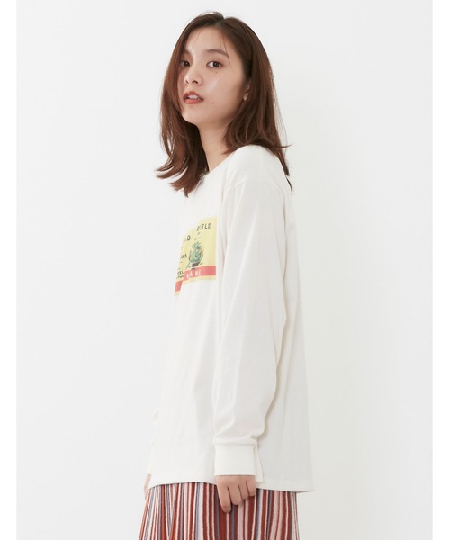 POU DOU DOU(プードゥドゥ)の「ラベルプリントロンTee(Tシャツ/カットソー・レディース・ブラック/アイボリー/モカ・3)」の7枚目の写真