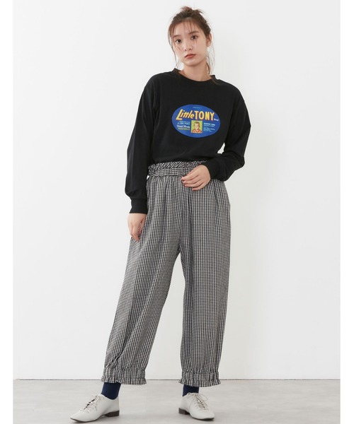 POU DOU DOU(プードゥドゥ)の「ラベルプリントロンTee(Tシャツ/カットソー・レディース・ブラック/アイボリー/モカ・3)」の9枚目の写真