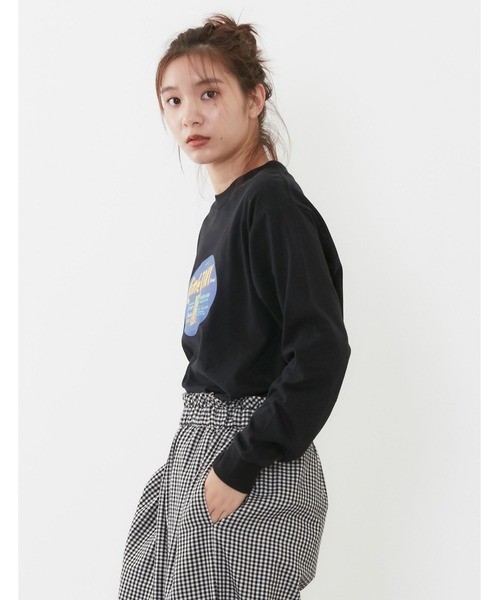 POU DOU DOU(プードゥドゥ)の「ラベルプリントロンTee(Tシャツ/カットソー・レディース・ブラック/アイボリー/モカ・3)」の13枚目の写真