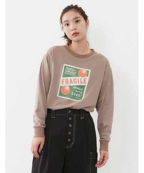 POU DOU DOU(プードゥドゥ)の「ラベルプリントロンTee(Tシャツ/カットソー・レディース・ブラック/アイボリー/モカ・3)」の16枚目の写真