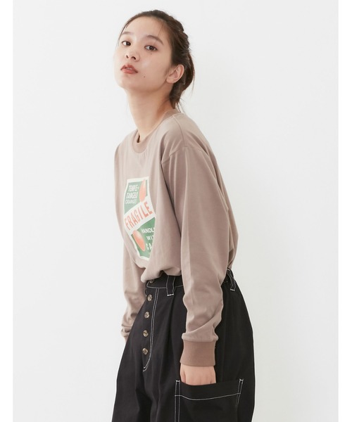 POU DOU DOU(プードゥドゥ)の「ラベルプリントロンTee(Tシャツ/カットソー・レディース・ブラック/アイボリー/モカ・3)」の18枚目の写真