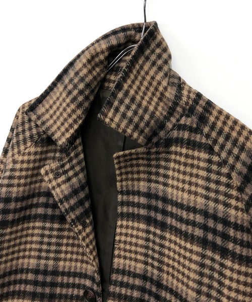 Beno（ビーノ）の「ミックスウールシャギー ブリティッシュチェック オーバー ロング ステンカラーコート（ステンカラーコート・メンズ・グレー系その他/ブラウン系その他/グレー系その他2/ブラウン系その他2/ブラウン系その他3/ブラウン系その他4・M/L）」の12枚目の写真