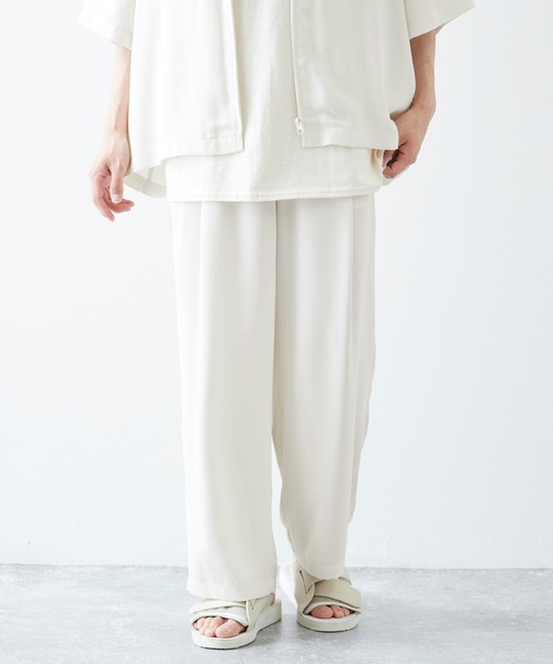 Kappa（カッパ）の「Kappa/カッパ 別注 ビッグポケットジップセットアップ レギュラーカラーシャツ (ジップアップ半袖シャツ＋タックワイドパンツ)（セットアップ・メンズ・ベージュ/チャコールグレー/アイボリー/サックスブルー/ブラック/ライラック・L/M）」の20枚目の写真