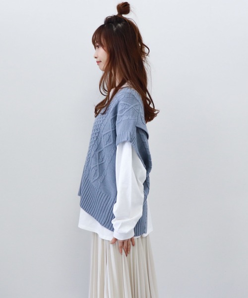 archives（アルシーヴ）の「ケーブルベストロンTセット（その他トップス・レディース・ブラック/アイボリー/ブルー・MEDIUM）」の9枚目の写真