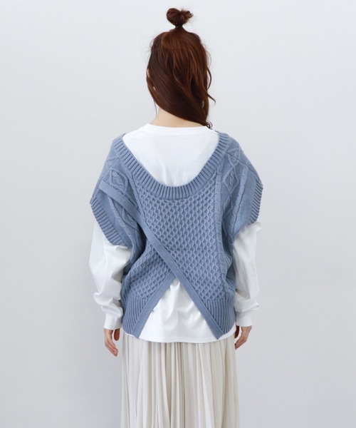 archives（アルシーヴ）の「ケーブルベストロンTセット（その他トップス・レディース・ブラック/アイボリー/ブルー・MEDIUM）」の13枚目の写真