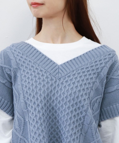 archives（アルシーヴ）の「ケーブルベストロンTセット（その他トップス・レディース・ブラック/アイボリー/ブルー・MEDIUM）」の22枚目の写真