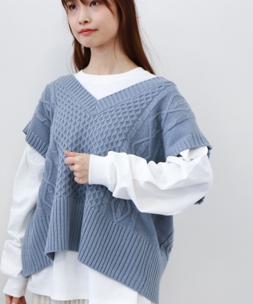 archives（アルシーヴ）の「ケーブルベストロンTセット（その他トップス・レディース・ブラック/アイボリー/ブルー・MEDIUM）」の19枚目の写真