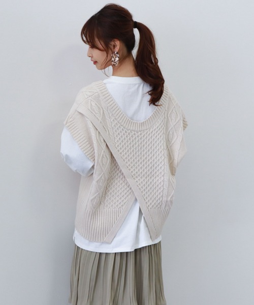 archives（アルシーヴ）の「ケーブルベストロンTセット（その他トップス・レディース・ブラック/アイボリー/ブルー・MEDIUM）」の15枚目の写真