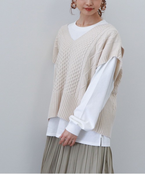 archives（アルシーヴ）の「ケーブルベストロンTセット（その他トップス・レディース・ブラック/アイボリー/ブルー・MEDIUM）」の11枚目の写真