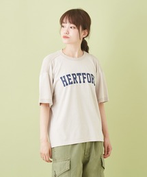 CUBE SUGAR（キューブシュガー）の「空紡糸天竺 切替 ロゴプリントＴシャツ（Tシャツ/カットソー）」