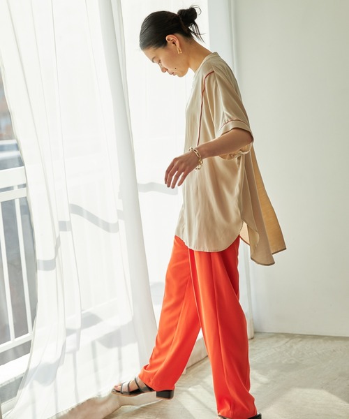 VACANCY（ヴァカンシー）の「パイピングハーフバンドカラーシャツ（シャツ/ブラウス・レディース・ベージュ/ライトグリーン・FREE）」の16枚目の写真