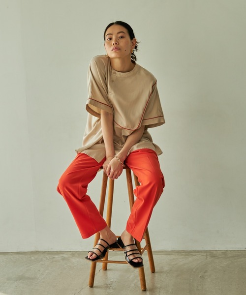 VACANCY（ヴァカンシー）の「パイピングハーフバンドカラーシャツ（シャツ/ブラウス・レディース・ベージュ/ライトグリーン・FREE）」の17枚目の写真