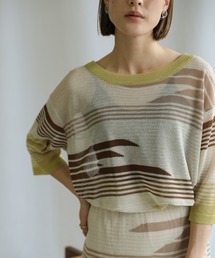 select MOCA | 2021 SS マルチパターンサマーニットシアーハーフスリーブトップス(ニット/セーター)