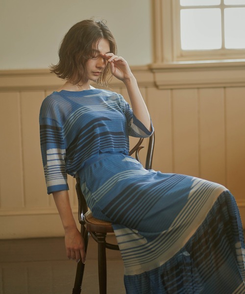 select MOCA(セレクトモカ)の「2021 SS マルチパターンサマーニットシアーハーフスリーブトップス(ニット/セーター・レディース・ライム/オレンジ/ブルー・FREE)」の7枚目の写真