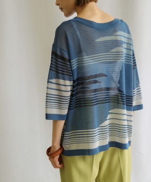 select MOCA(セレクトモカ)の「2021 SS マルチパターンサマーニットシアーハーフスリーブトップス(ニット/セーター・レディース・ライム/オレンジ/ブルー・FREE)」の10枚目の写真