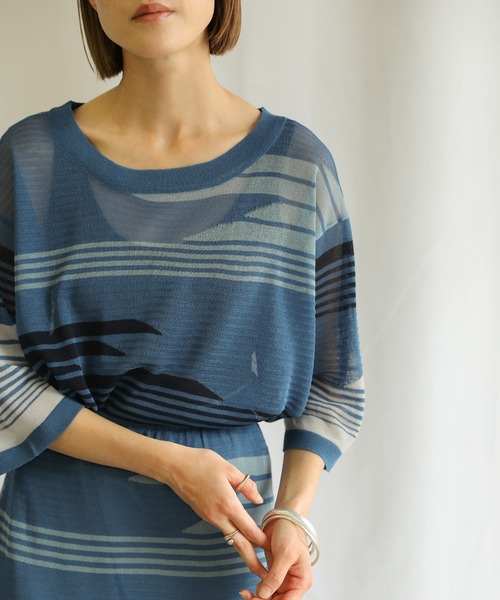 select MOCA(セレクトモカ)の「2021 SS マルチパターンサマーニットシアーハーフスリーブトップス(ニット/セーター・レディース・ライム/オレンジ/ブルー・FREE)」の14枚目の写真