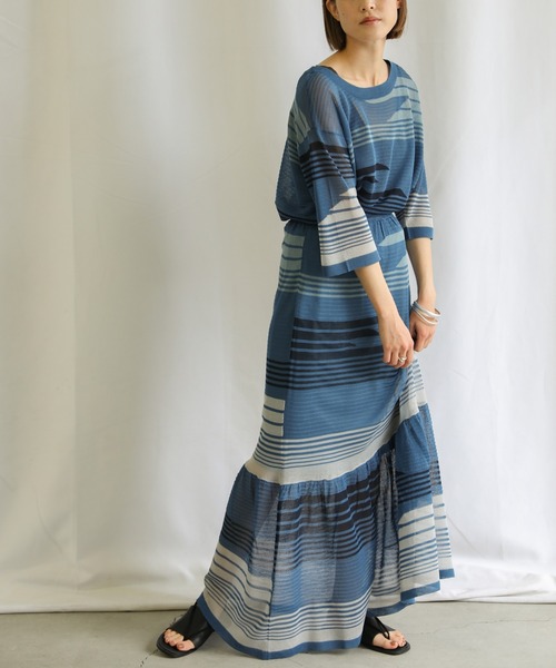 select MOCA(セレクトモカ)の「2021 SS マルチパターンサマーニットシアーハーフスリーブトップス(ニット/セーター・レディース・ライム/オレンジ/ブルー・FREE)」の15枚目の写真