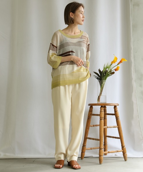 select MOCA(セレクトモカ)の「2021 SS マルチパターンサマーニットシアーハーフスリーブトップス(ニット/セーター・レディース・ライム/オレンジ/ブルー・FREE)」の21枚目の写真