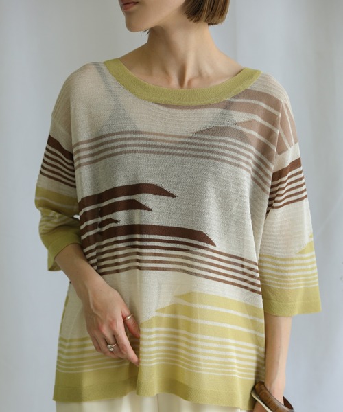 select MOCA(セレクトモカ)の「2021 SS マルチパターンサマーニットシアーハーフスリーブトップス(ニット/セーター・レディース・ライム/オレンジ/ブルー・FREE)」の16枚目の写真