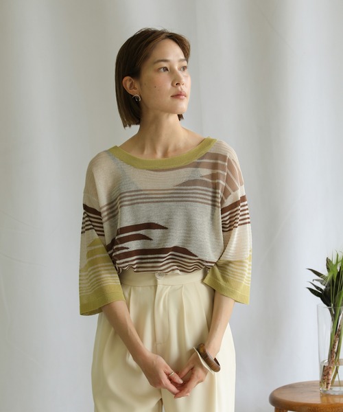 select MOCA(セレクトモカ)の「2021 SS マルチパターンサマーニットシアーハーフスリーブトップス(ニット/セーター・レディース・ライム/オレンジ/ブルー・FREE)」の18枚目の写真