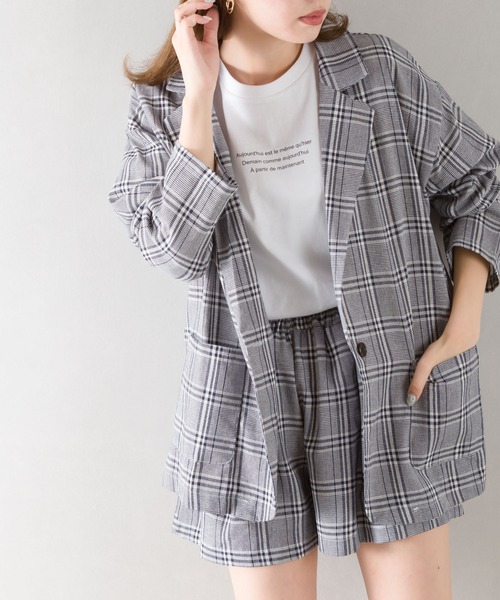 SpRay（スプレイ）の「グレンチェックセットアップ（セットアップ・レディース・ネイビー/ブラウン/ブラック×ホワイト・FREE）」の3枚目の写真