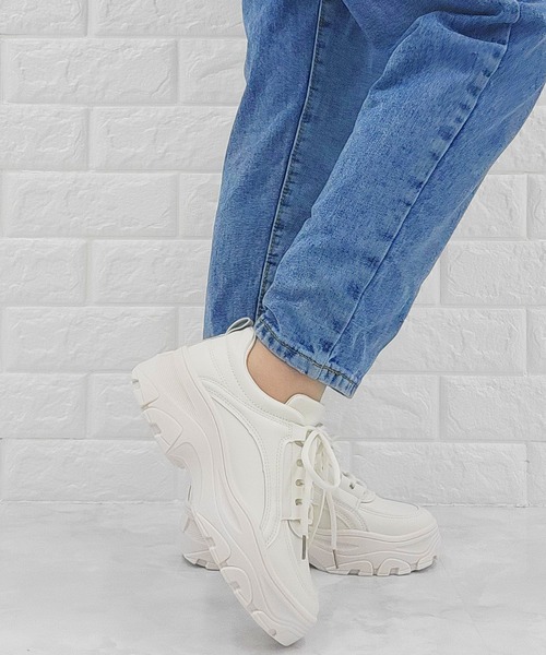 Lace Ladies(レースレディース)の「厚底ダッドスニーカー(スニーカー・レディース・ブラック/ホワイト/アイボリー・25cm/24.5cm/24cm/22.5cm/23cm/23.5cm)」の8枚目の写真