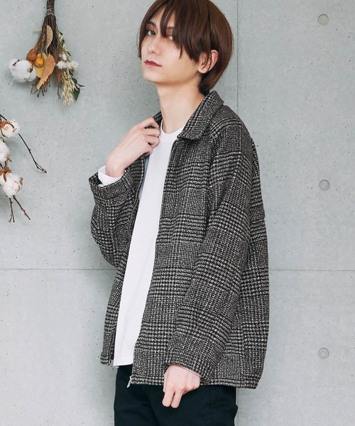 D Factory（ディー ファクトリー）の「コットンツイル デニム ストライプ チェック 無地 ラグランスウィングトップ/ジップアップブルゾン（ブルゾン・メンズ・インディゴブルー/チェック/グレー系その他/ブラック・L/M）」の3枚目の写真