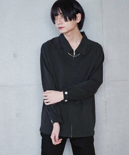 D Factory（ディー ファクトリー）の「コットンツイル デニム ストライプ チェック 無地 ラグランスウィングトップ/ジップアップブルゾン（ブルゾン・メンズ・インディゴブルー/チェック/グレー系その他/ブラック・L/M）」の8枚目の写真