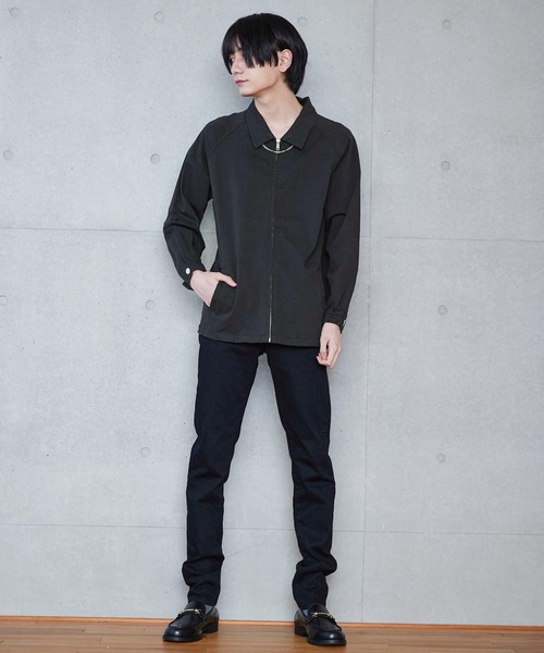 D Factory（ディー ファクトリー）の「コットンツイル デニム ストライプ チェック 無地 ラグランスウィングトップ/ジップアップブルゾン（ブルゾン・メンズ・インディゴブルー/チェック/グレー系その他/ブラック・L/M）」の9枚目の写真