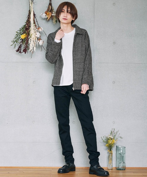 D Factory（ディー ファクトリー）の「コットンツイル デニム ストライプ チェック 無地 ラグランスウィングトップ/ジップアップブルゾン（ブルゾン・メンズ・インディゴブルー/チェック/グレー系その他/ブラック・L/M）」の11枚目の写真