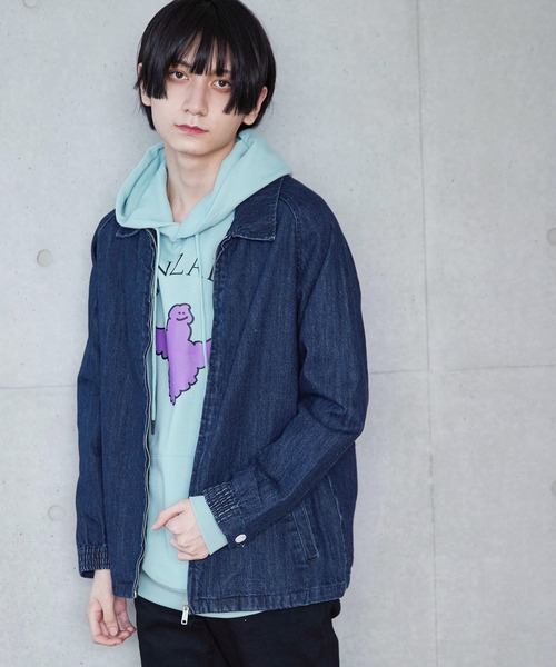 D Factory（ディー ファクトリー）の「コットンツイル デニム ストライプ チェック 無地 ラグランスウィングトップ/ジップアップブルゾン（ブルゾン・メンズ・インディゴブルー/チェック/グレー系その他/ブラック・L/M）」の12枚目の写真